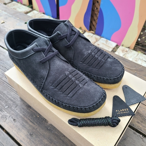 Clarks Weaver Weft black suede shoes US M 12 - Picture 6 of 7